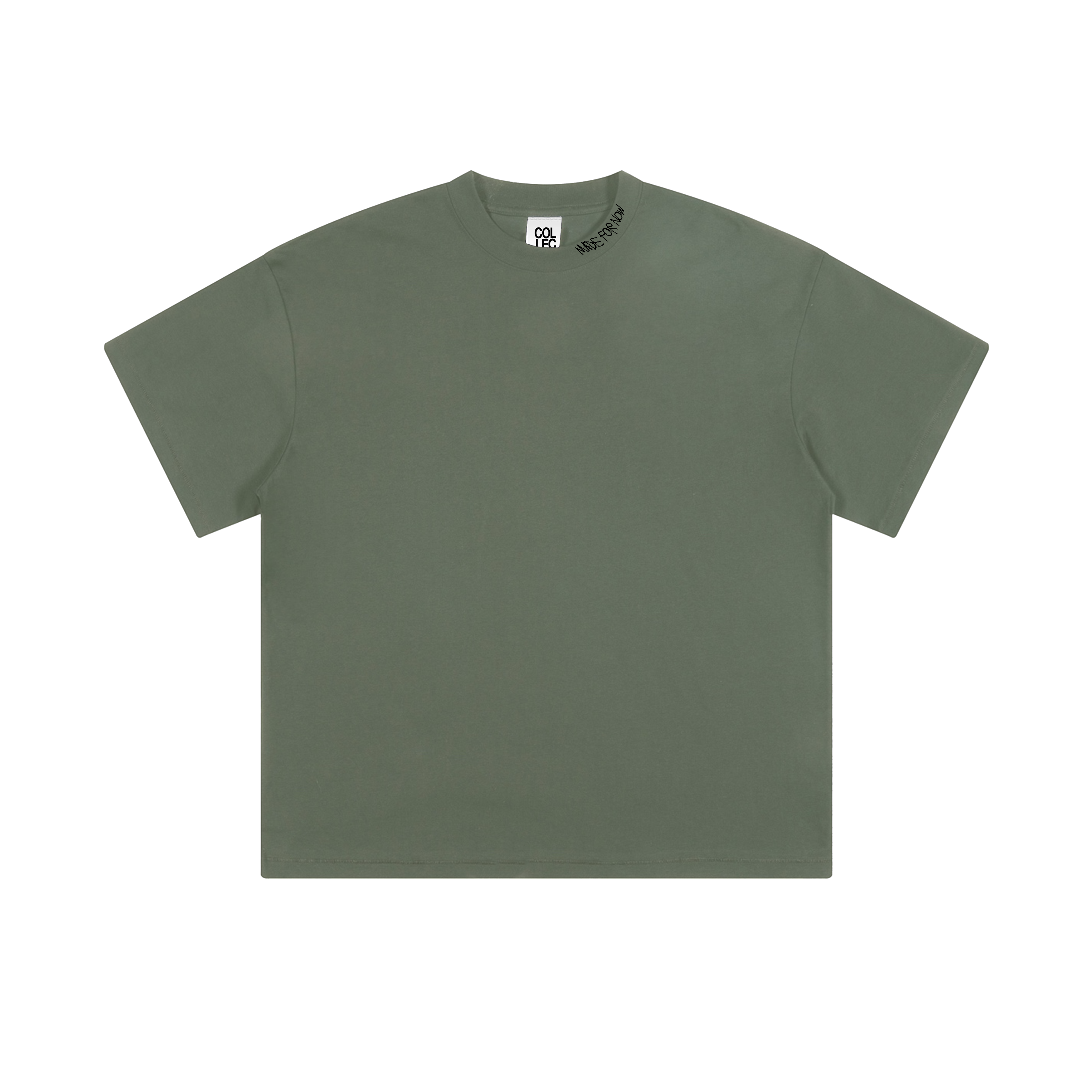 MFN Tee in olive green with oversized fit and embroidered neckline, ideal for modern streetwear fashion in the T-Shirts category.